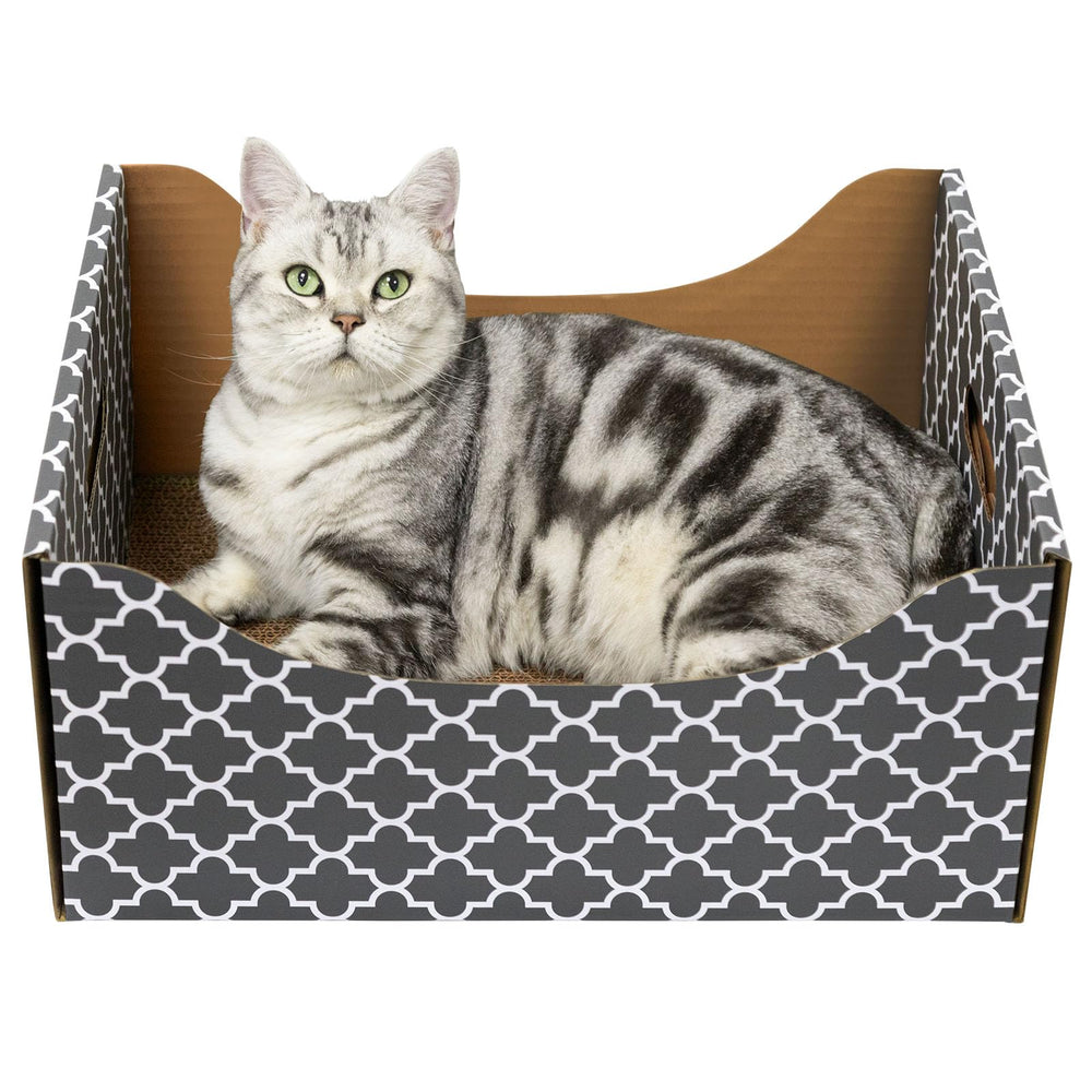 WDZZHOT ultra-large cardboard scratcher box front view for big indoor cats with spacious lounge