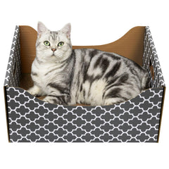 WDZZHOT ultra-large cardboard scratcher box front view for big indoor cats with spacious lounge