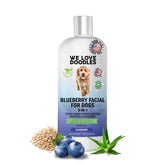 We Love Doodles blueberry-facial-dog-shampoo-bottle shows tearless cleansing for gentle baths.