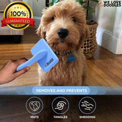We Love Doodles ergonomic handle grip aids comfortable, wrist-friendly grooming sessions.