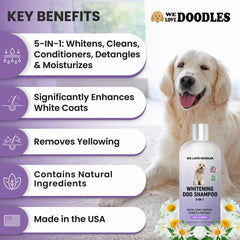 We Love Doodles whitening dog shampoo coat after bath appears brighter and cleaner.