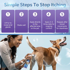 WEALLIN Anal Gland Spray demonstrates odor neutralization near the hind area.