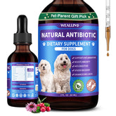 WEALLIN dog antibiotics bottle with bacon flavor for simple daily support.