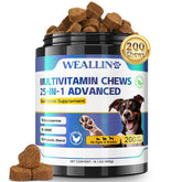 WEALLIN dog vitamins bottle showcases 25-in-1 formula for joints and immune support.