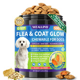 WEALLIN flea-tick chews with chicken-krill core promote coat shine and routine wellness.
