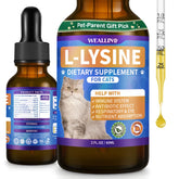 WEALLIN L-lysine cats supplement bottle delivering daily immune support.