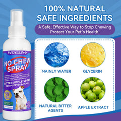 WEALLIN No Chew Spray applied on furniture demonstrates deterrence.