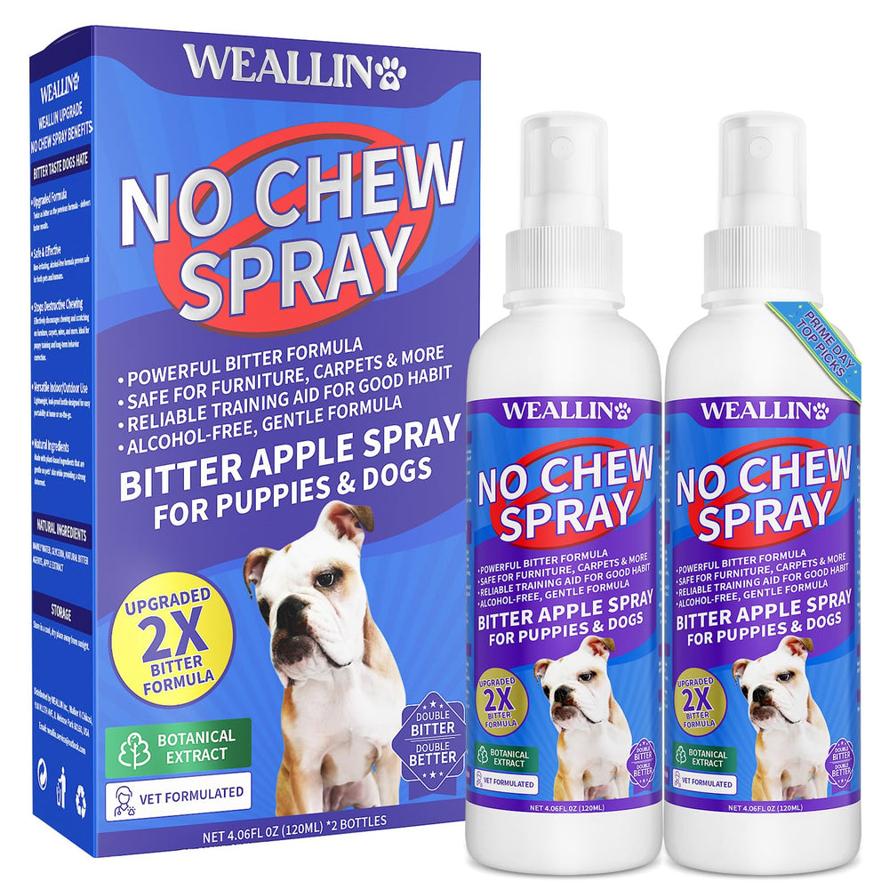 WEALLIN No Chew Spray bottle 120ml deters chewing on furniture.