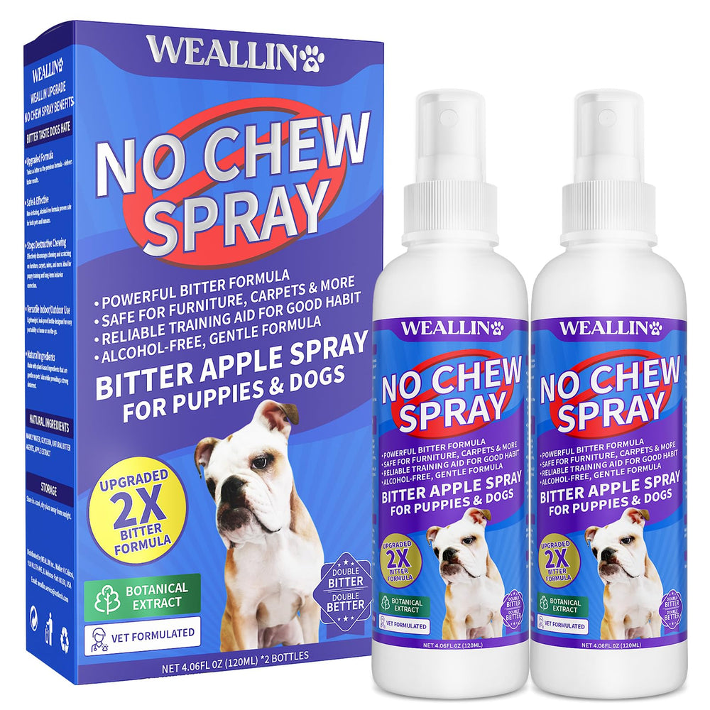 WEALLIN No Chew Spray bottle 120ml deters chewing on furniture.