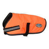 WeatherBeeta ComFiTec Reflective Parka 300D orange front view supports high-visibility night walks.