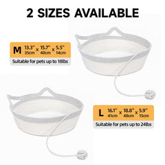 WEAVELYRICS cat bed basket cat ear handle for easy carrying