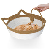WEAVELYRICS cotton rope cat bed folded, easy-to-carry cozy space for trips.