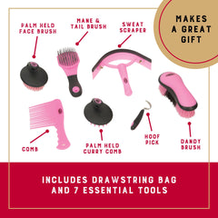 Weaver Leather palm-held curry comb demonstrates fatigue-reducing design for efficient brushing.