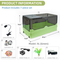 Wedoelsim Turtle Tank Kit side view highlighting compact footprint for easy room placement