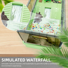 Wedoelsim Turtle Tank Kit top view featuring basking area and water feature