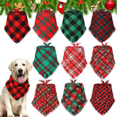 Weewooday Christmas dog bandana plaid pattern closeup showing festive look for pets