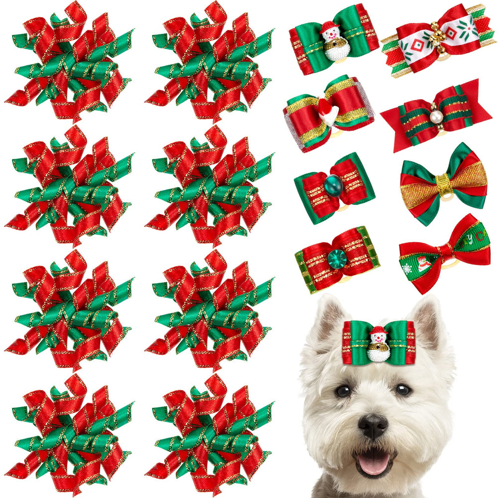 Weewooday Christmas dog curve bow adds festive charm for holiday photos.