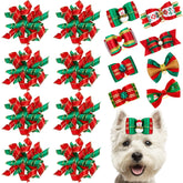 Weewooday Christmas dog curve bow adds festive charm for holiday photos.
