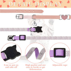 Weewooday heart-bling cat collar in purple adds charming flair with a detachable bell.
