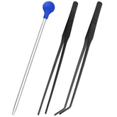 Weewooday long-reach-tweezers shown for safe deep-feeding in axolotl tanks.