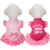 Weewooday Love and Angel dog dress front view shows breathable fabric for comfy daily wear.