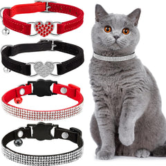 Weewooday rhinestone cat collar heart bling adds sparkle during strolls.