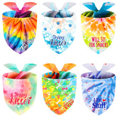 Weewooday tie-dye dog bandana pack in bright colors for stylish everyday wear and photos.