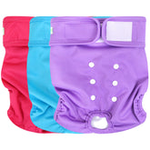 Wegreeco washable dog diapers pack of 3 on display showing color options and fit.