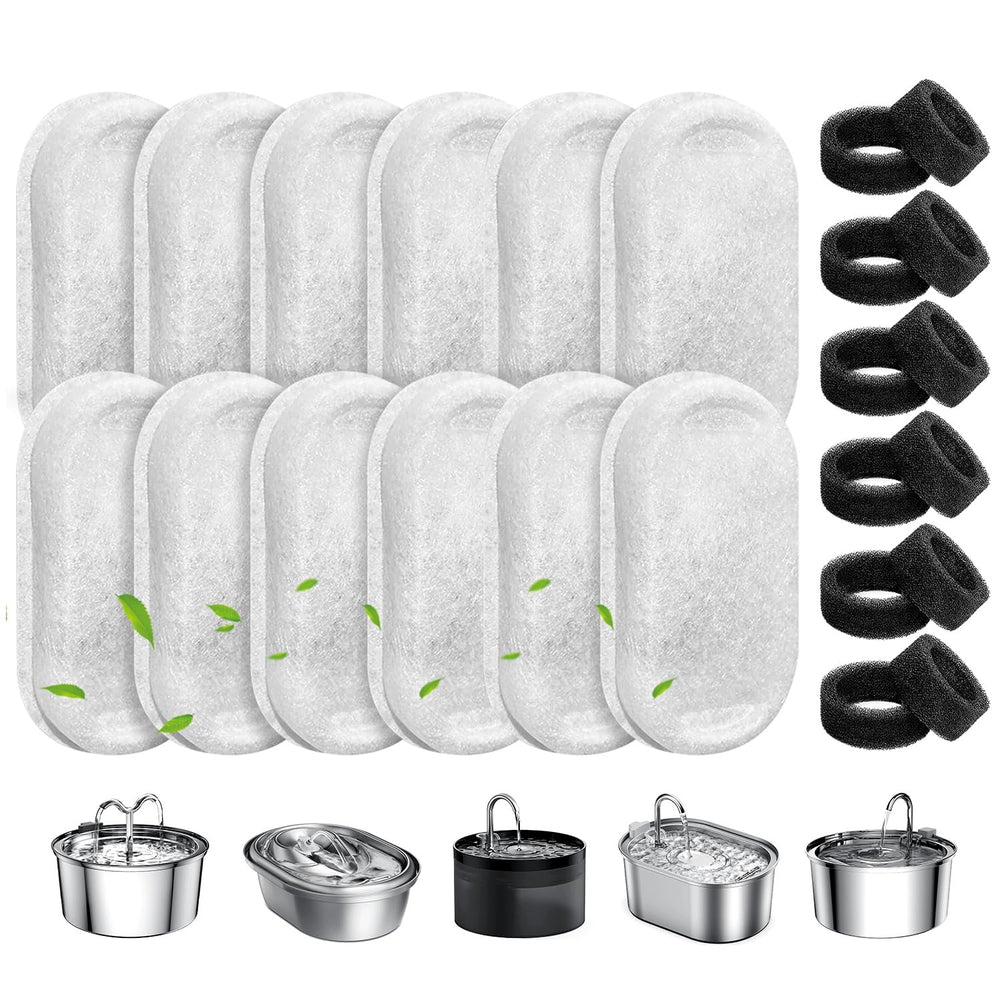 WEIKEY cat fountain filters 12-pack for compatible stainless fountains.