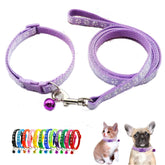 WeimoMonkey XXS dog collar bell leash set with paw-print design for safe, stylish walks.