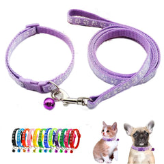 WeimoMonkey XXS dog collar bell leash set with paw-print design for safe, stylish walks.