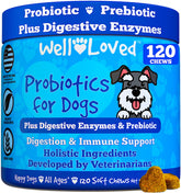 Well Loved Probiotics for Dogs packaging shows the vet-developed formula for gut health.