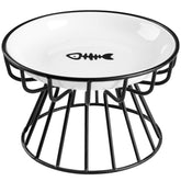 Wellbro cat bowls raised stand elevates feeding for comfortable neck posture