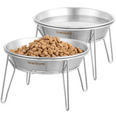 Wellbro elevated cat bowls with water and food setup for comfortable feeding