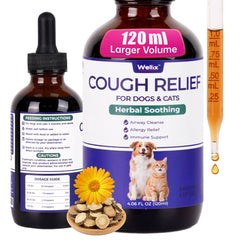 Wellix kennel cough bottle 120ml for dogs and cats, easy at-home cough relief.