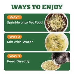 Wellix uso sobre kibble, espolvoreado fácil, crujiente y sabroso para perros y gatos.