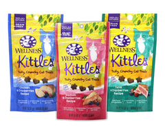 Wellness Kittles cat treats variety pack on display for exploring three natural flavors.