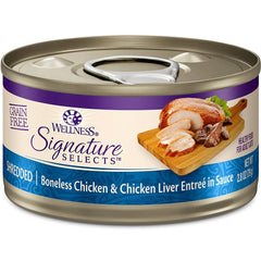 Wellness Signature grain-free wet cat food chicken cans showcasing protein-rich flavor