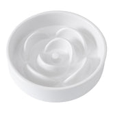 Welloyed 6'' ceramic slow-feeder dog bowl with petal white for controlled eating.