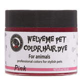 WELYEME dog hair dye bright pink bottle delivers vivid, long-lasting color for pets.