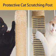 WENIFU cat scratch pad shows mesh outer layer protecting paws during filing.