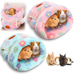Wenqik guinea pig hideout dual-color pack provides warm, secure shelter for multiple small pets.