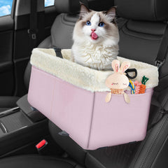 WENRENER dog car seat center-console-lambswool delivers cozy comfort during car trips.