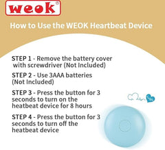 WEOK heartbeat-module closeup highlighting battery-powered heartbeat simulation for anxiety relief