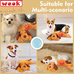 WEOK Heartbeat Puppy Toy close-up—plush texture with heartbeat module