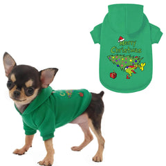 WEORGANIZE Christmas dog hoodie front view for small dogs with cozy warmth