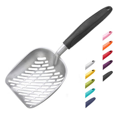 WePet litter scoop aluminum body shows durable, long-lasting construction.