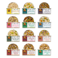 Weruva variety-pack cans display emphasizes flavor rotation for picky eaters