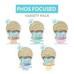 Close-up of Weruva Wx Phos Focused 3oz can label highlighting real ingredients