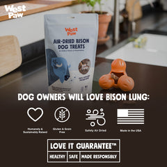 WEST PAW bison lung treats bite-size pieces ideal for daily treats.